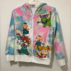 Nickelodeon Rugrats Sweater Nicktoons Doug Colorful Zip Jacket Size L 14